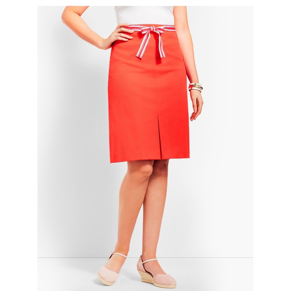 Talbots Coral Skirt Tie Waist Front Slit 2 classic elegant boho whimsi Y2K
